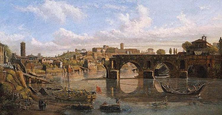 Gaspar Van Wittel View of the River Tiber with the Ponte Rotto and the Aventine Hill